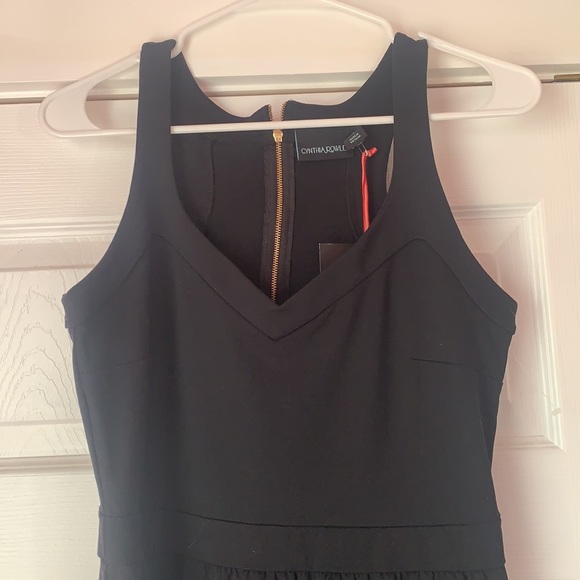 New Cynthia Rowley Black Double Knit Racerback Dress Medium - Picture 6 of 16